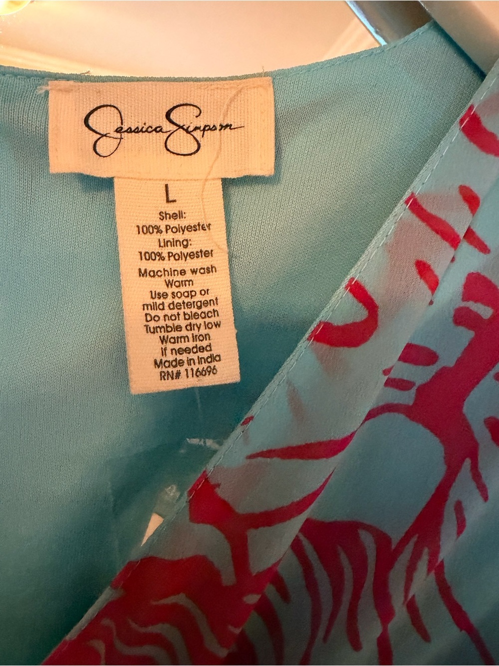 Jessica Simpson Sky Blue Maxi Dress with Pink Botanical Print & Front Tie - Picture 3 of 4